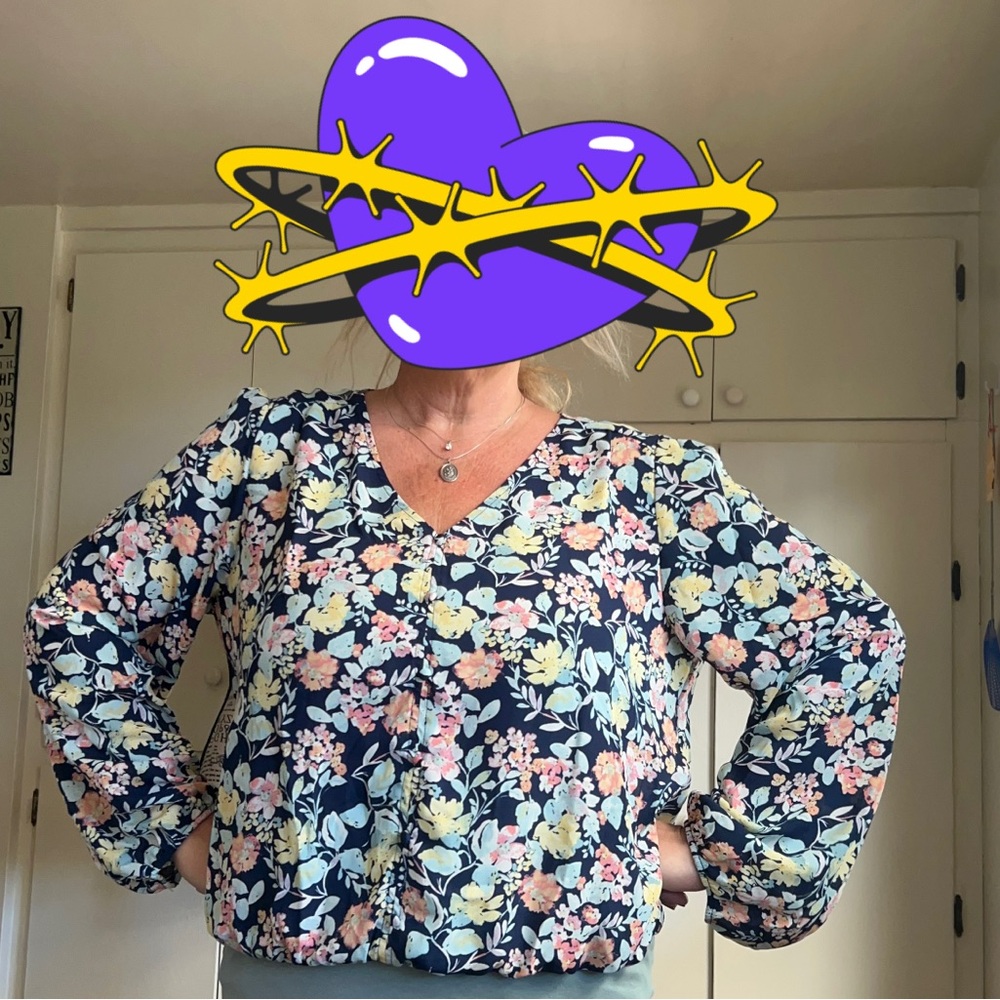Balloon long sleeve floral blouse